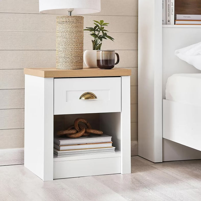 almada nightstand with 1 drawer and storage - white Pan Home