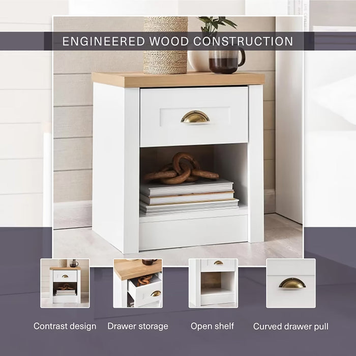 almada nightstand with 1 drawer and storage - white Pan Home