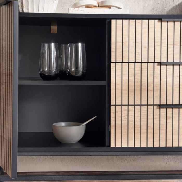 ellis sideboard with 3 drawer & 2 door melamine - natural & black Pan Home