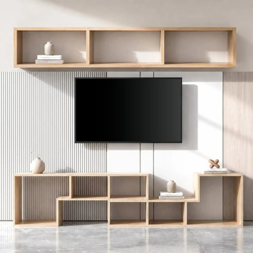cassano entertainment unit wall with storage - oak Pan Home