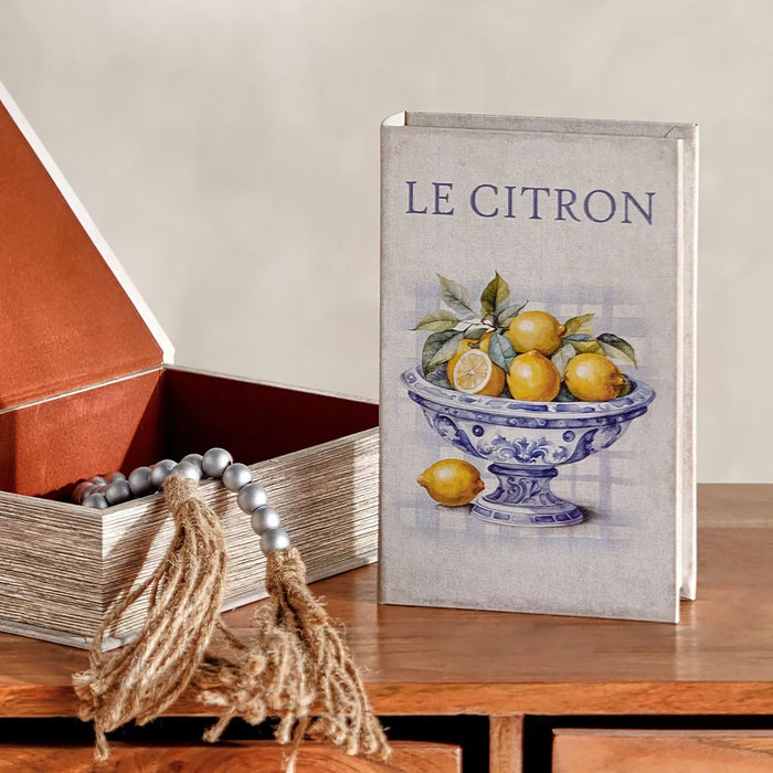 Le Citron 2-Piece Decorative Book Box 30x7x21cm - White Pan Home