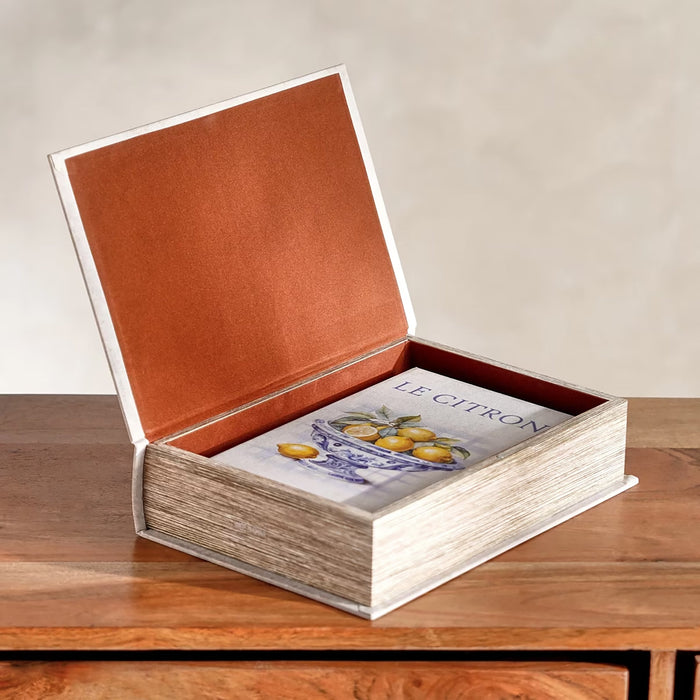 Le Citron 2-Piece Decorative Book Box 30x7x21cm - White Pan Home