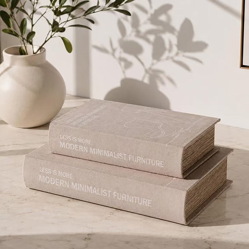 Modern Minimalism Furniture 2-Piece Decorative Book Box - White Pan Home
