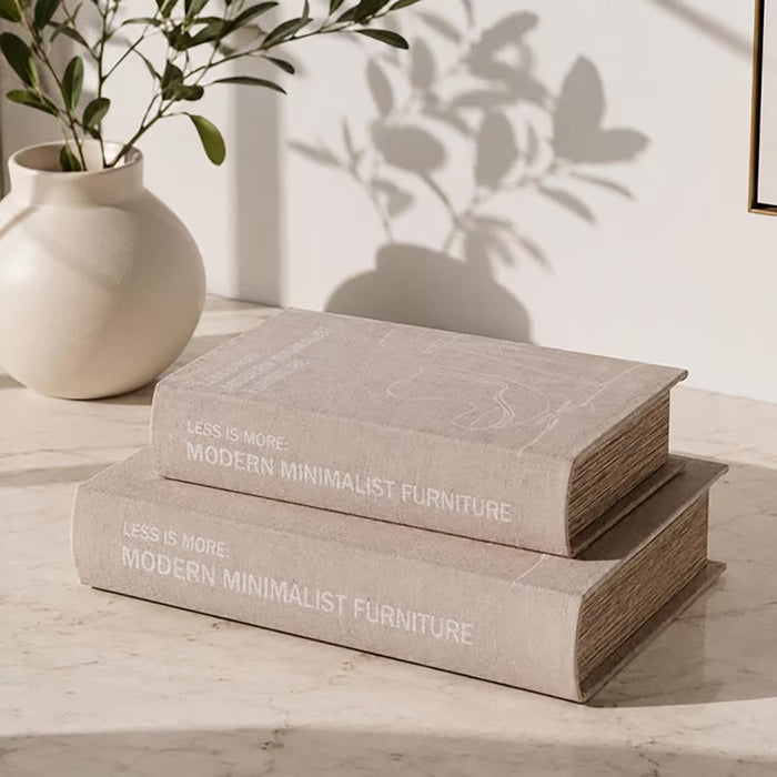 Modern Minimalism Furniture 2-Piece Decorative Book Box - White Pan Home