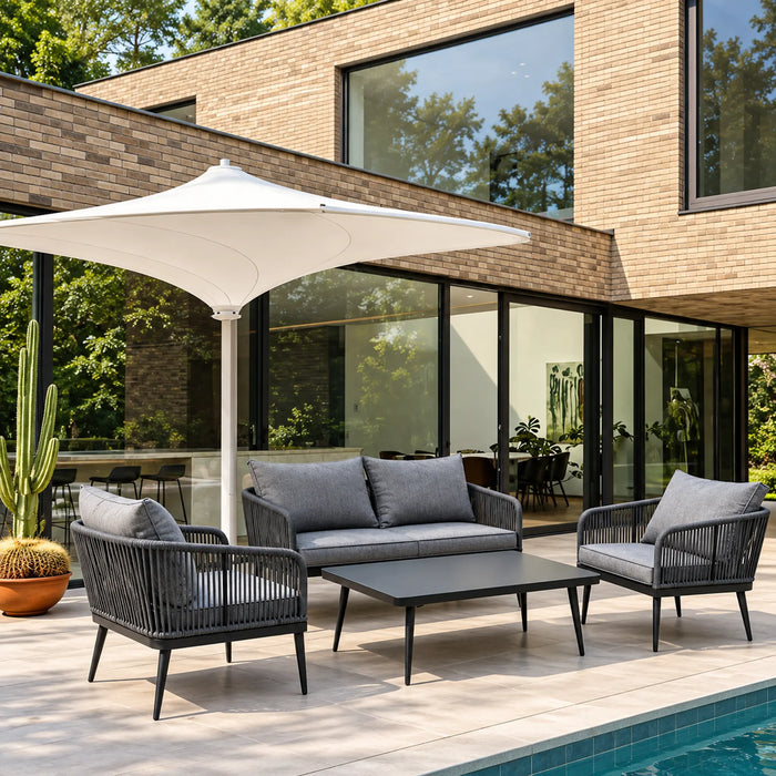 4-Piece Black Rope Outdoor Lounge Set