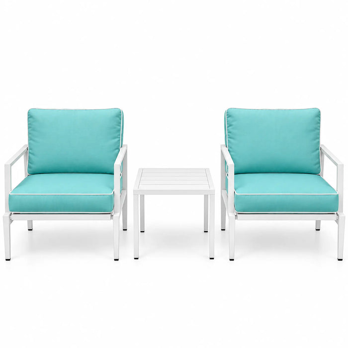 3-Piece Turquoise Outdoor Lounge Chair Set