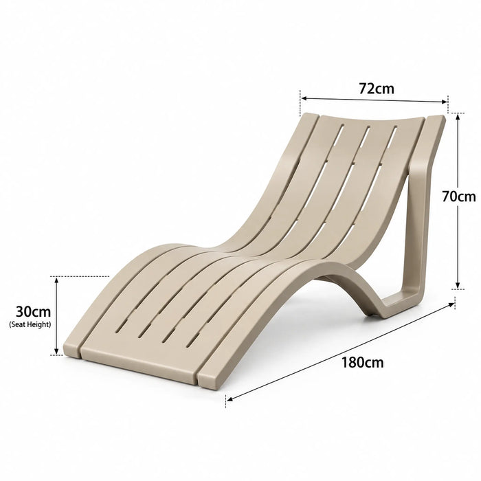 Ergonomic Curved White Outdoor Sun Lounger