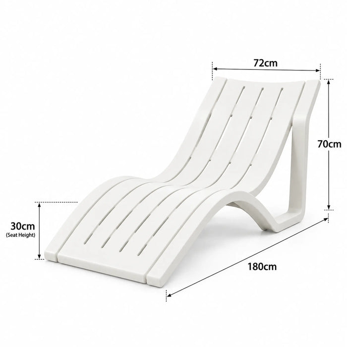 Ergonomic Curved White Outdoor Sun Lounger