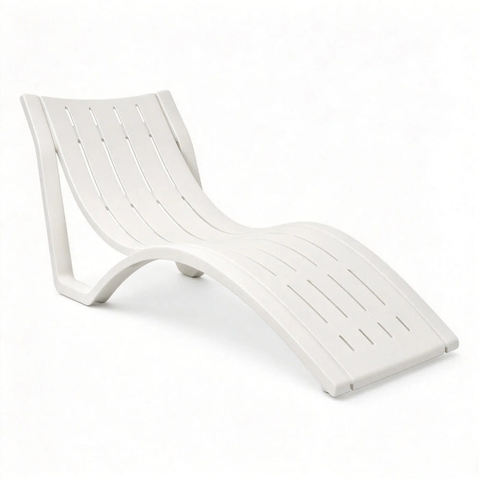 Ergonomic Curved White Outdoor Sun Lounger