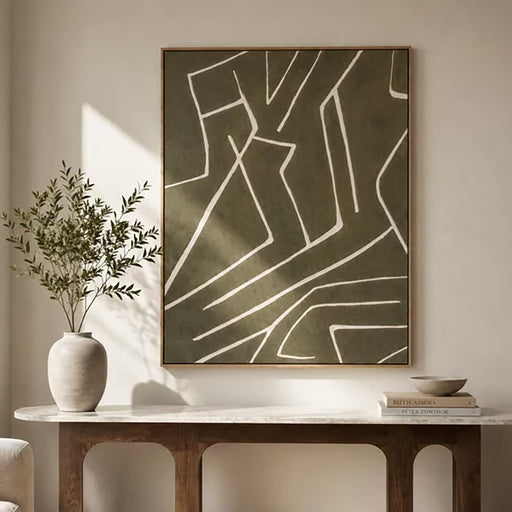 Sterlines Textile Canvas Framed Wall Art 80x100cm - Green Pan Home