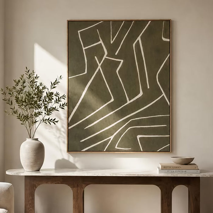 Sterlines Textile Canvas Framed Wall Art 80x100cm - Green Pan Home