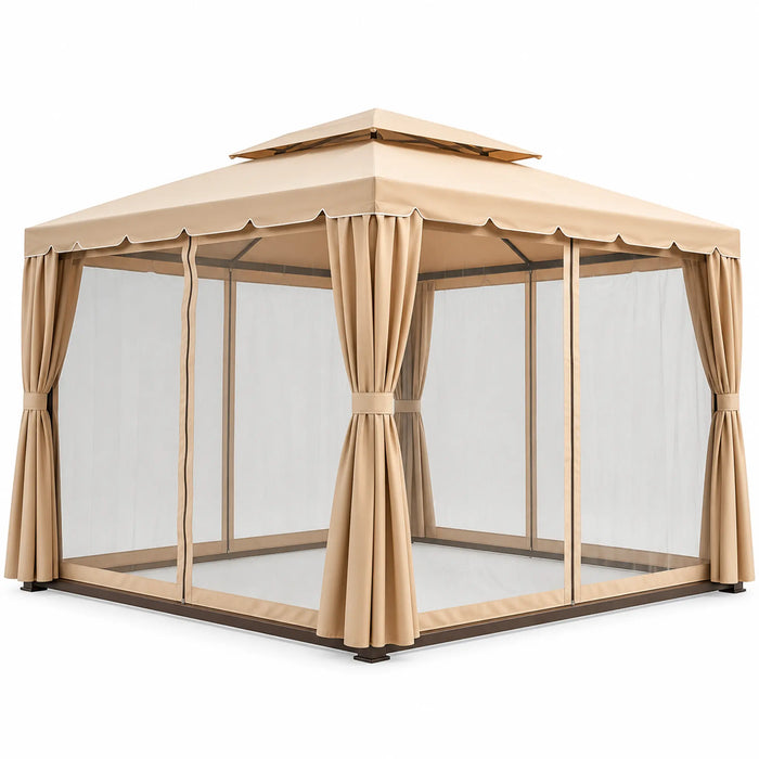 Outdoor Garden Gazebo with Curtains