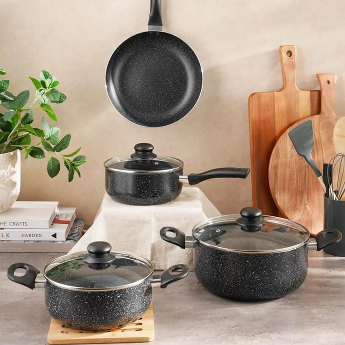 pavlina 7-piece cookware set -black Pan Home