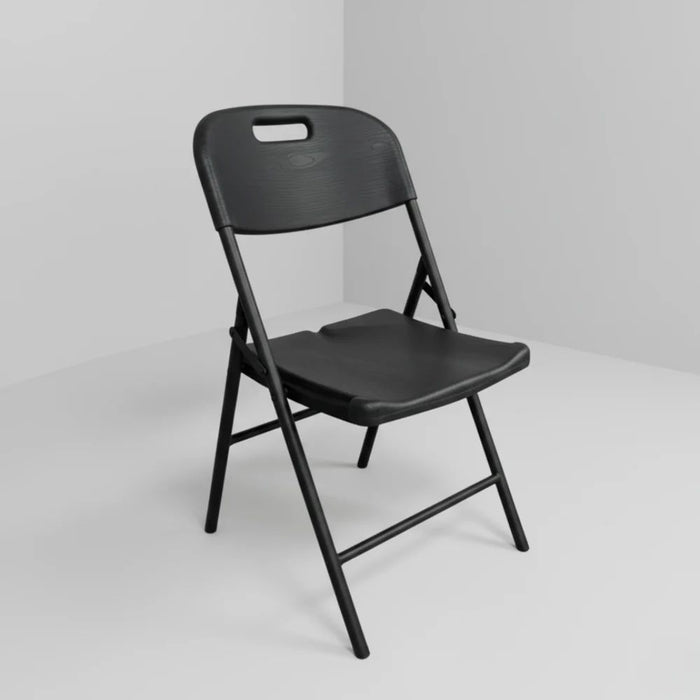 Woodgrain Folding Chair 55X46X83Cm| Porch Bistro Chair | Modern Design Garden Furniture For Outdoor Seating, Terrace, Lawn, Patio, Balcony | L55xW46xH83cm -Black