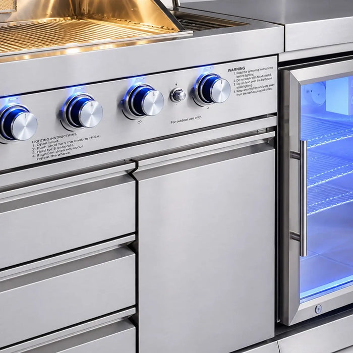 Deluxe Bbq Kitchen, Silver, Sleek Kitchen, Sus304 ,For Outdoor Cooking, Meal Preparation, Grilling, Entertaining Guests, Family Gatherings, Garden