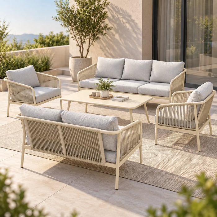 5-Piece Outdoor Sofa Set with Coffee Table & Bench