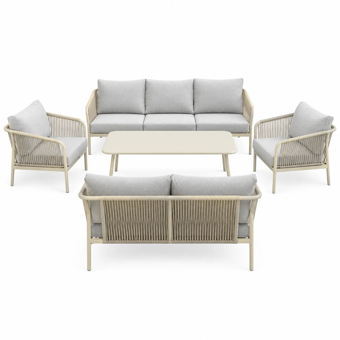 5-Piece Outdoor Sofa Set with Coffee Table & Bench