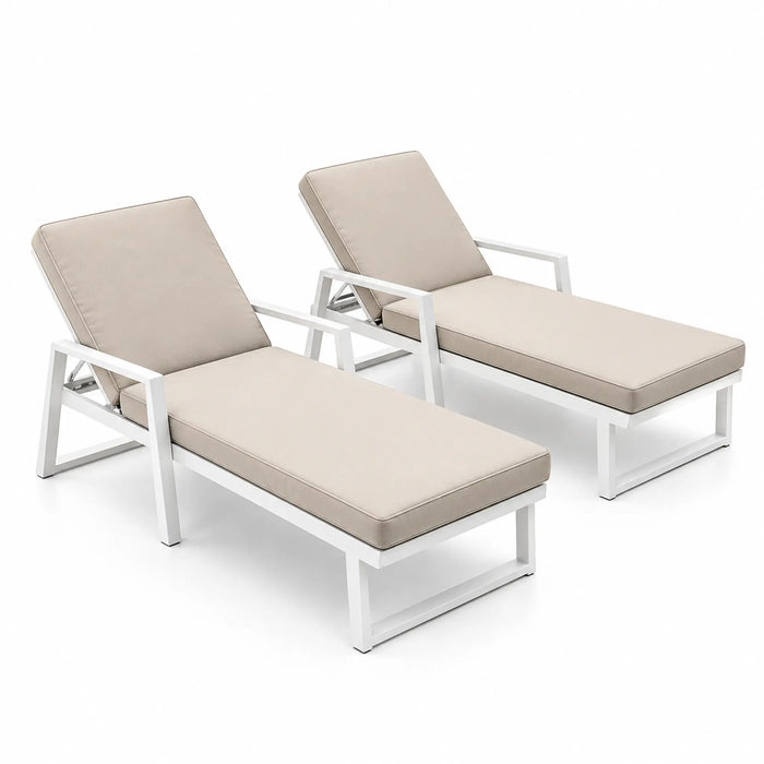 Modern Adjustable Outdoor Sun Lounger with Cushion