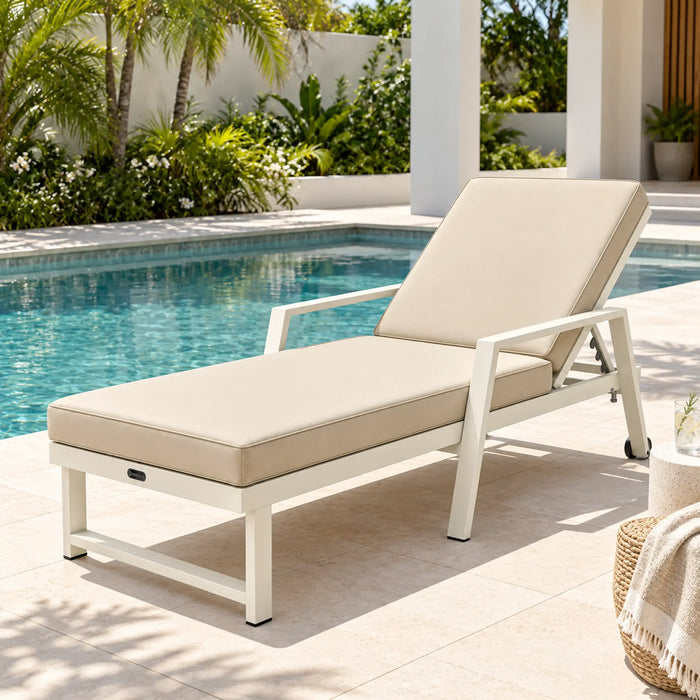 Modern Adjustable Outdoor Sun Lounger with Cushion