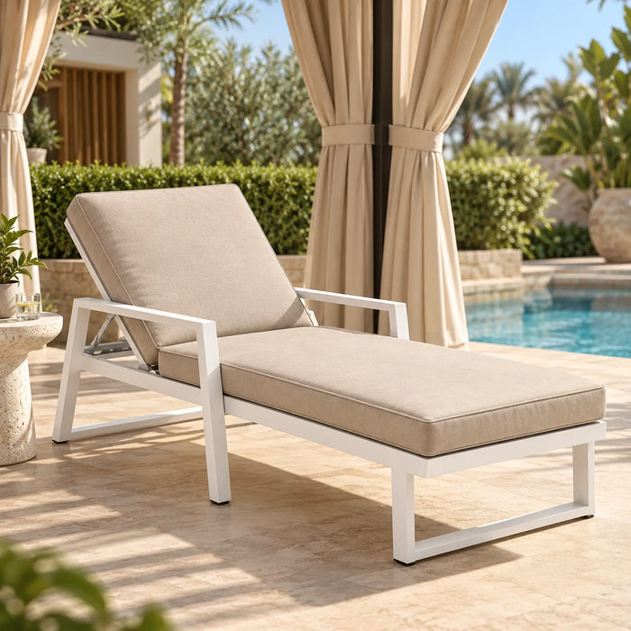Modern Adjustable Outdoor Sun Lounger with Cushion