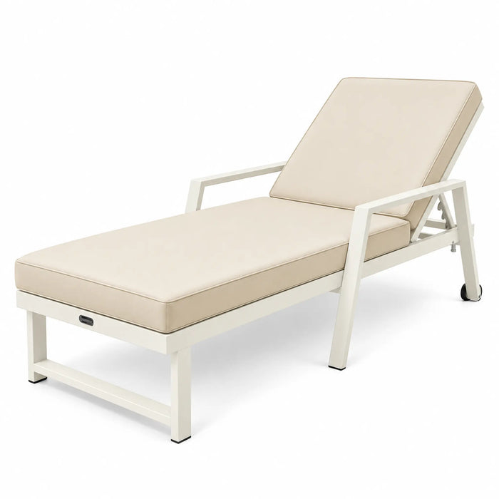 Modern Adjustable Outdoor Sun Lounger with Cushion