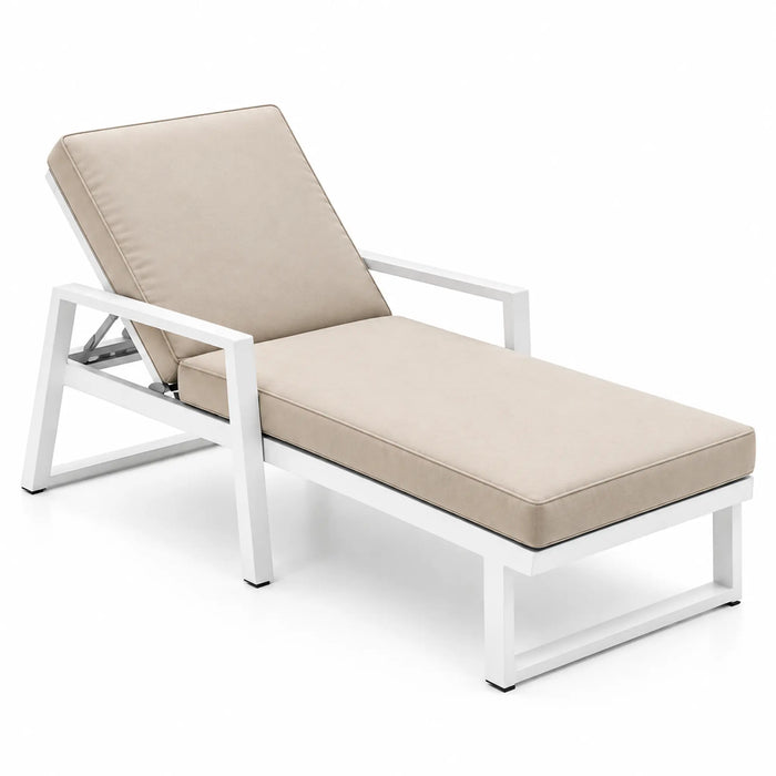Modern Adjustable Outdoor Sun Lounger with Cushion