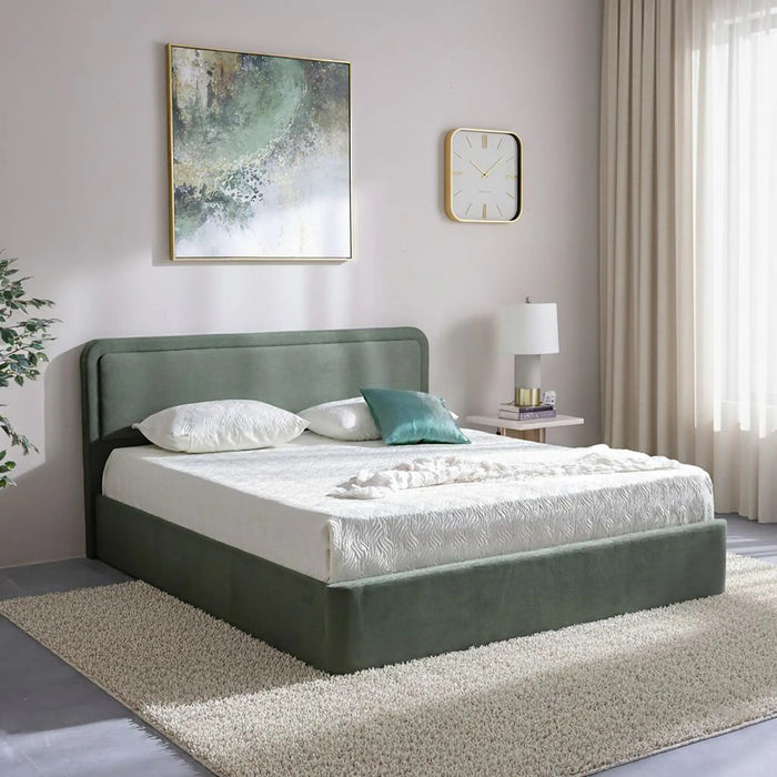 Olive 160x200 Upholstered Queen Bed-Olive Green Danube Home