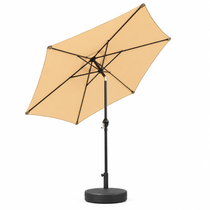 Outdoor Patio Market Umbrella with Crank Lift, Tilt and Weighted Round Base