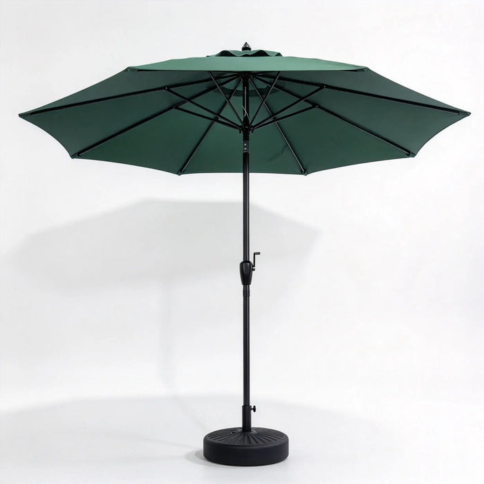 Outdoor Patio Market Umbrella with Crank Lift, Tilt and Weighted Round Base