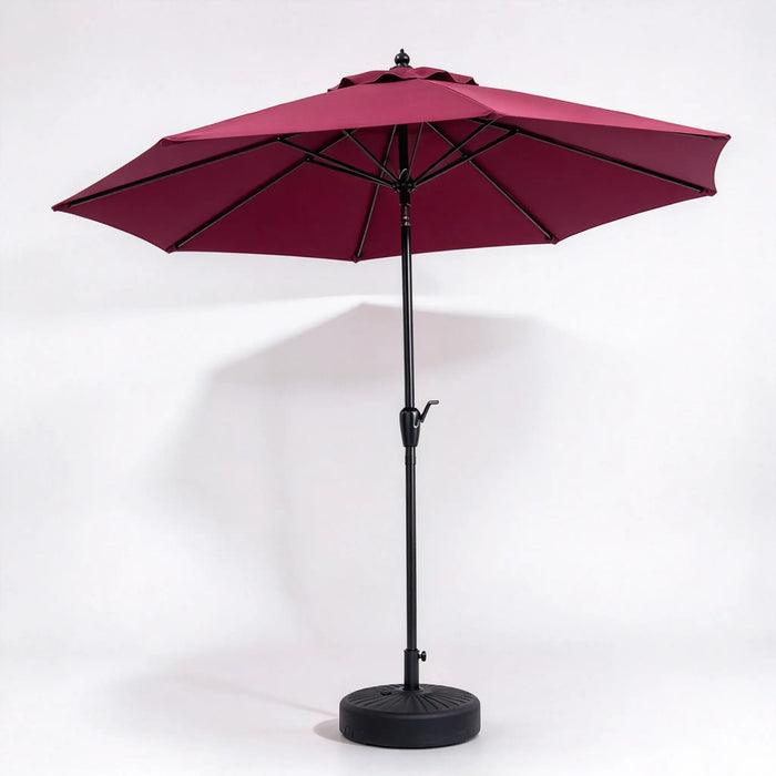 Outdoor Patio Market Umbrella with Crank Lift, Tilt and Weighted Round Base
