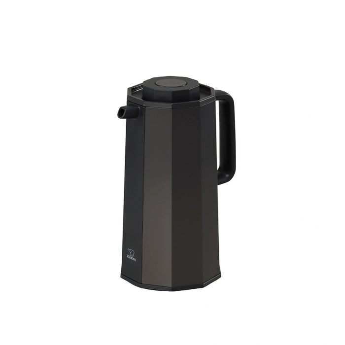 Black thermos flask on a white background