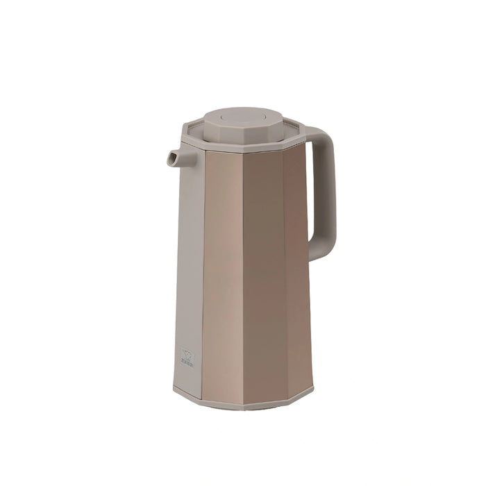Beige thermos jug on a white background