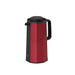 Red thermos with black handle on a white background