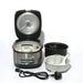 Electric rice cooker with digital display on a white background