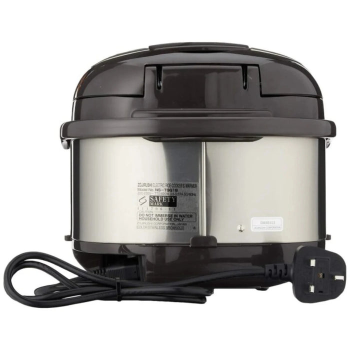Black and silver pressure cooker on a white background