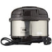Black and silver pressure cooker on a white background