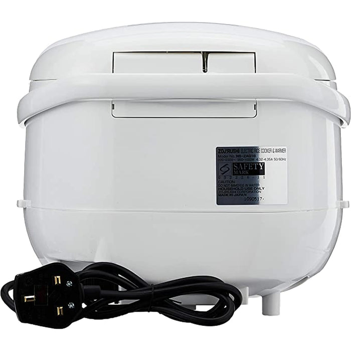 Zojirushi NS-ZAQ10/18 - Micom Fuzzy Logic Rice Cooker & Warmer Premium White (1.0L / 1.8L) | Japanese Smart Rice Cooker