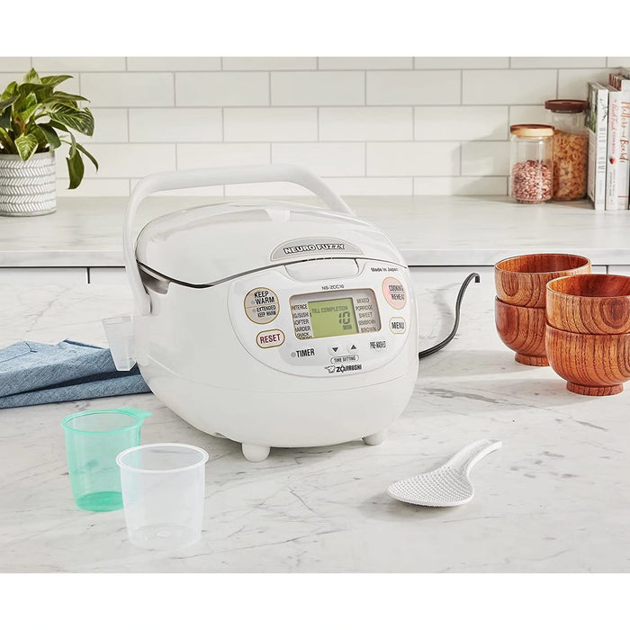 Zojirushi NS-ZAQ10/18 - Micom Fuzzy Logic Rice Cooker & Warmer Premium White (1.0L / 1.8L) | Japanese Smart Rice Cooker