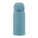 Blue water bottle with a lid on a white background