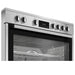 Stainless steel oven with digital display on a white background