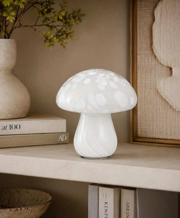 Decorative Glass Mushroom Sculpture - White Kiana