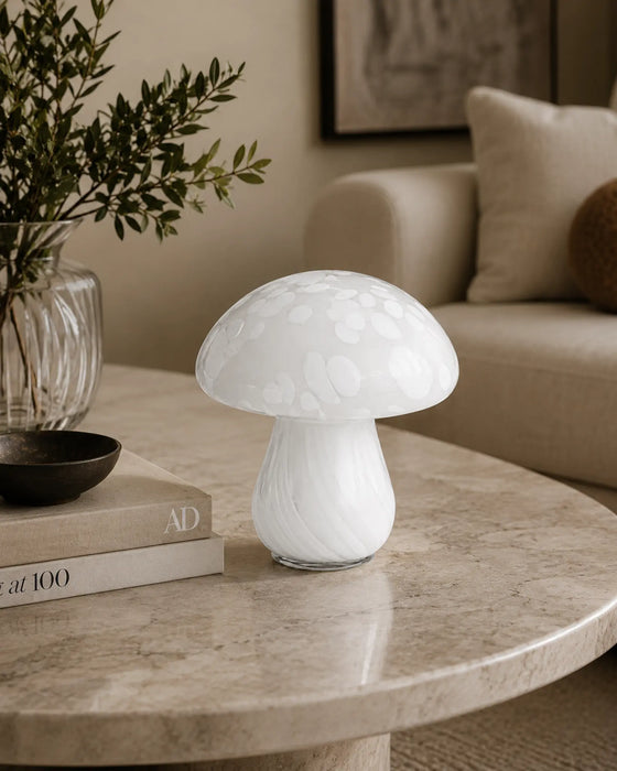 Decorative Glass Mushroom Sculpture - White Kiana