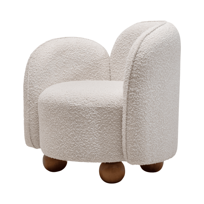 Sunset Armchair | White textured armchair with wooden legs on a transparent background