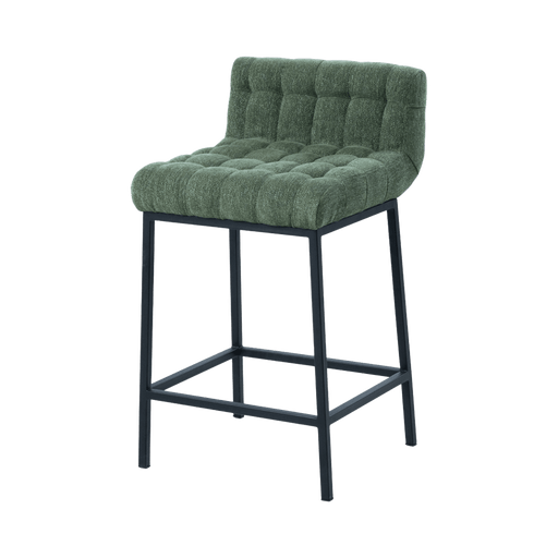 Sunset Bar Stool | Green bar stool with tufted seat on a transparent background