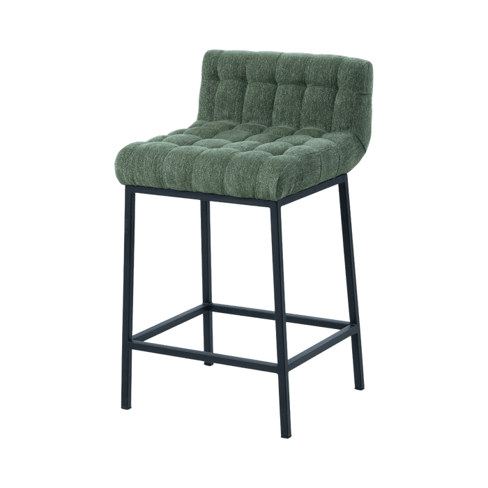 Sunset Bar Stool | Green bar stool with tufted seat on a transparent background