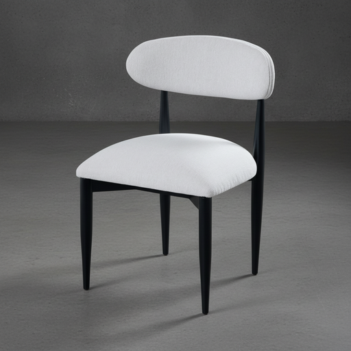 White chair with black legs on a gray background
