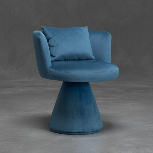 Blue chair with a cushion on a gray background