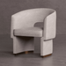 Gray upholstered chair with a textured finish on a gray background