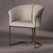 Modern chair with beige cushioned seat and backrest on a gray background