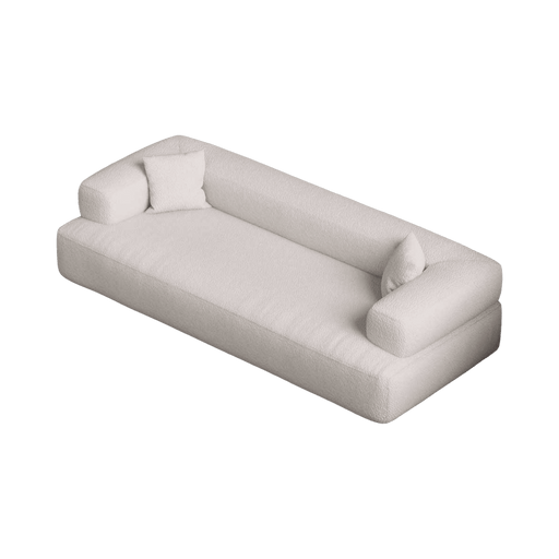 Gray sofa with cushions on a transparent background